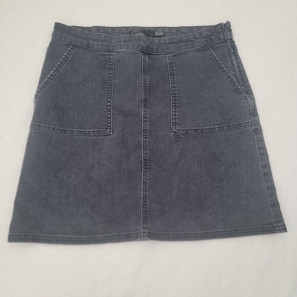 Prana Denim Charcoal Snake Print‎ Skirt Sz 2 Punk Gorp Rockabilly Goth Grunge - Picture 1 of 5
